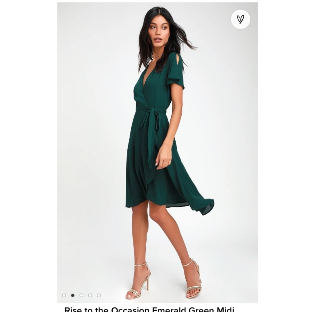 Lulus Emerald Green MIDI Wrap Dress